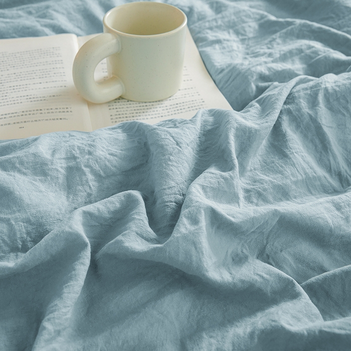 91家纺网 家纺一手货源 找家纺 锦尚坊被芯馆 2026年新款双层纱大豆被柔软针织棉夏被冬被春秋被子空调被芯 蓝灰色