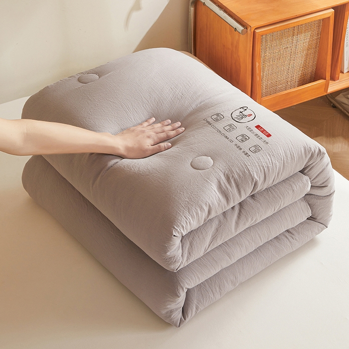 91家纺网 家纺一手货源 找家纺 锦尚坊被芯馆 2026年新款双层纱大豆被柔软针织棉夏被冬被春秋被子空调被芯 灰色