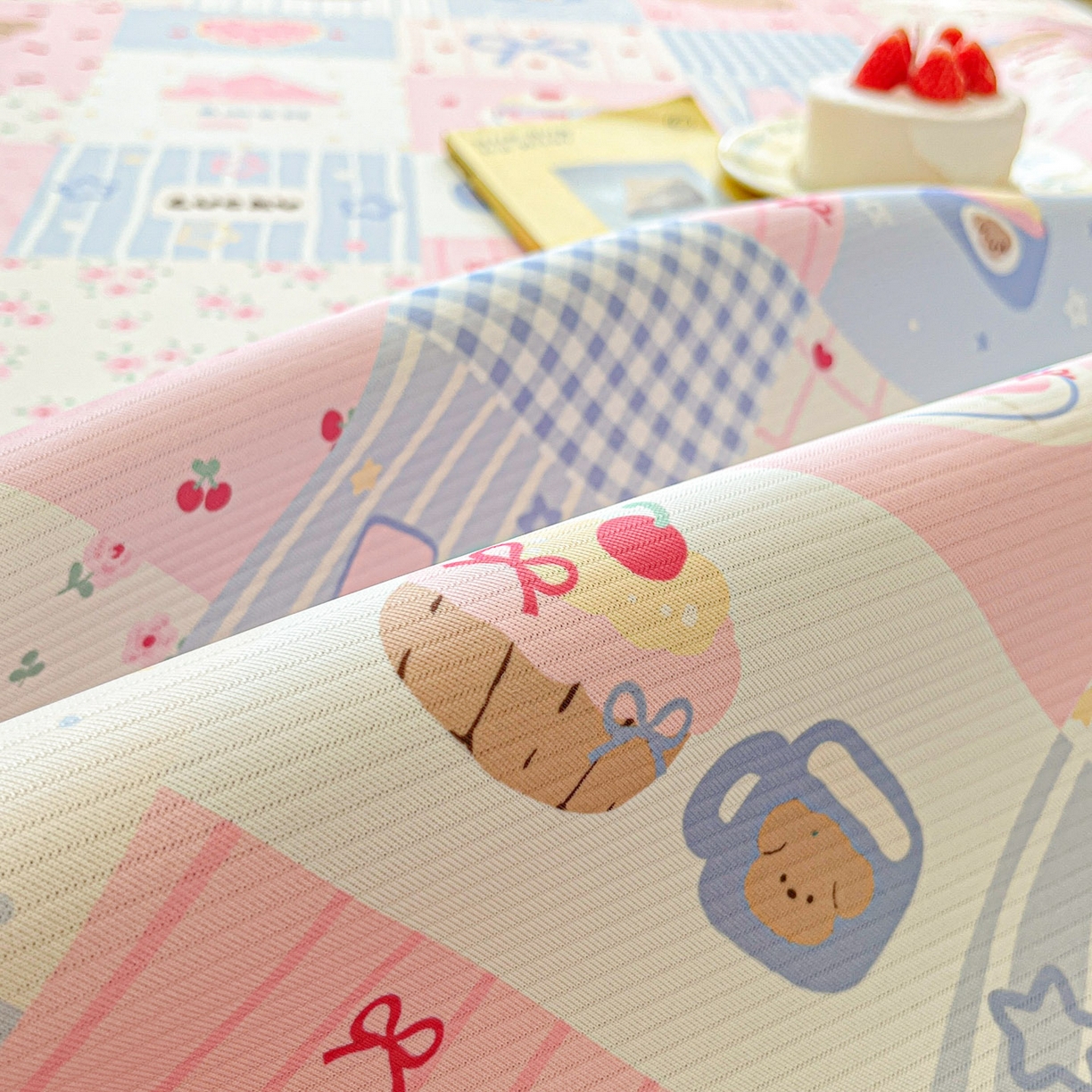 91家纺网 家纺一手货源 找家纺 川悦生活 2026新款雪纺冰丝床裙凉席三件套 床裙甜蜜可乐