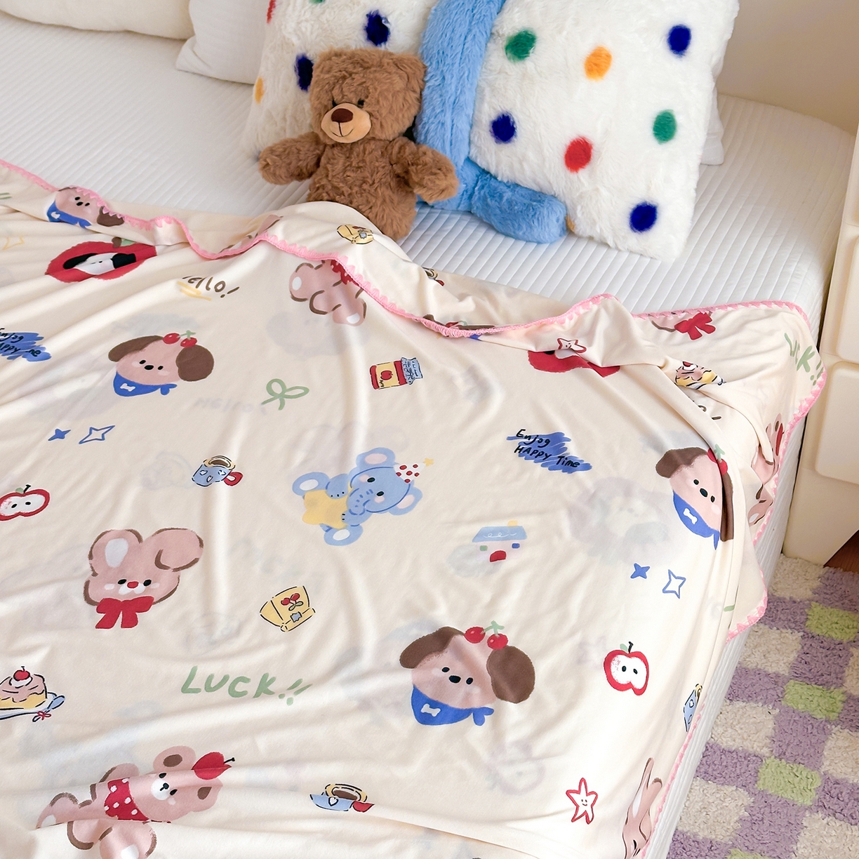 91家纺网 家纺一手货源 找家纺 嗨生活 2026新款贝壳边婴儿裸睡级凉感针织毯幼儿园夏被儿童夏被毯子盖毯午睡毯旅行毯夏凉 果果派对