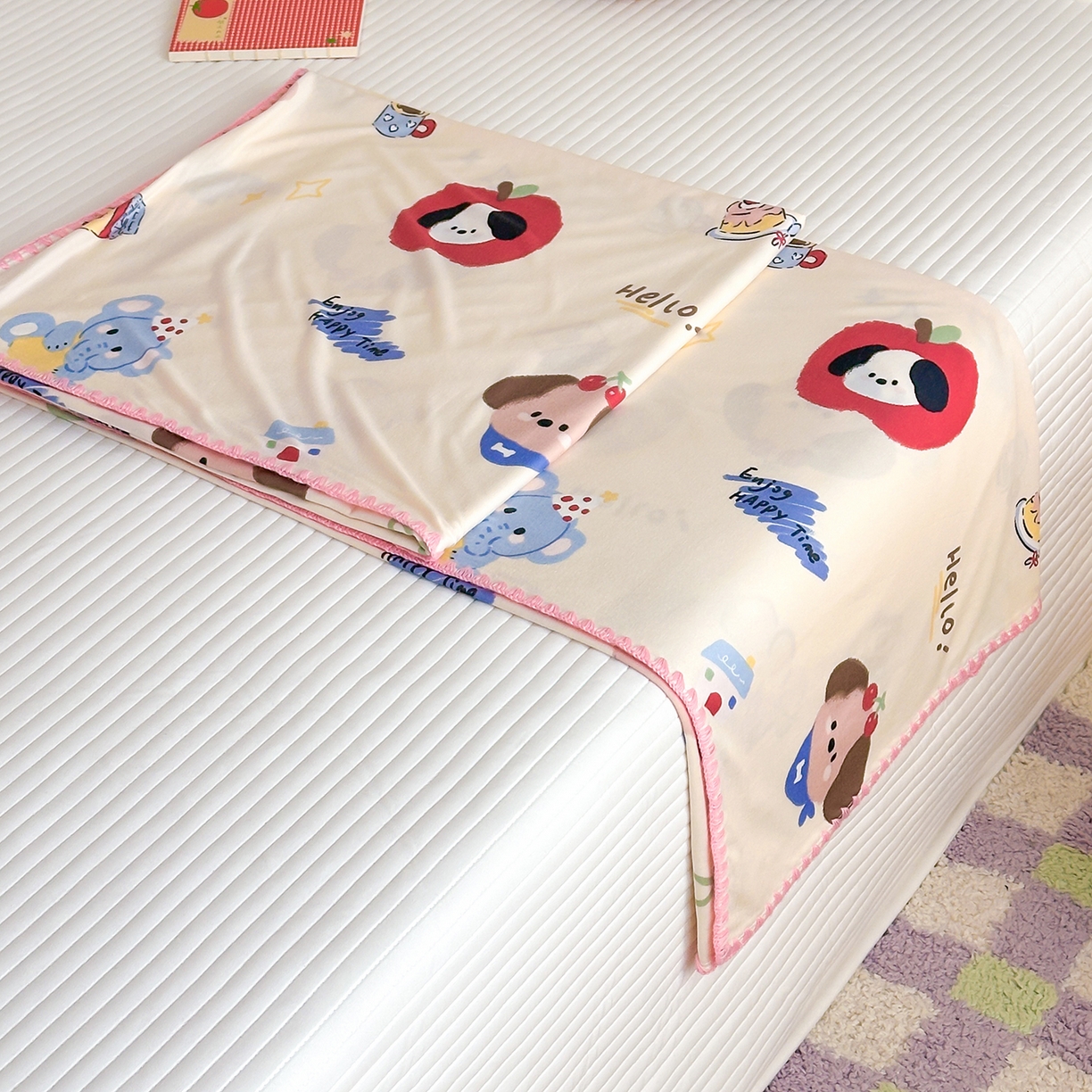 91家纺网 家纺一手货源 找家纺 嗨生活 2026新款贝壳边婴儿裸睡级凉感针织毯幼儿园夏被儿童夏被毯子盖毯午睡毯旅行毯夏凉 果果派对