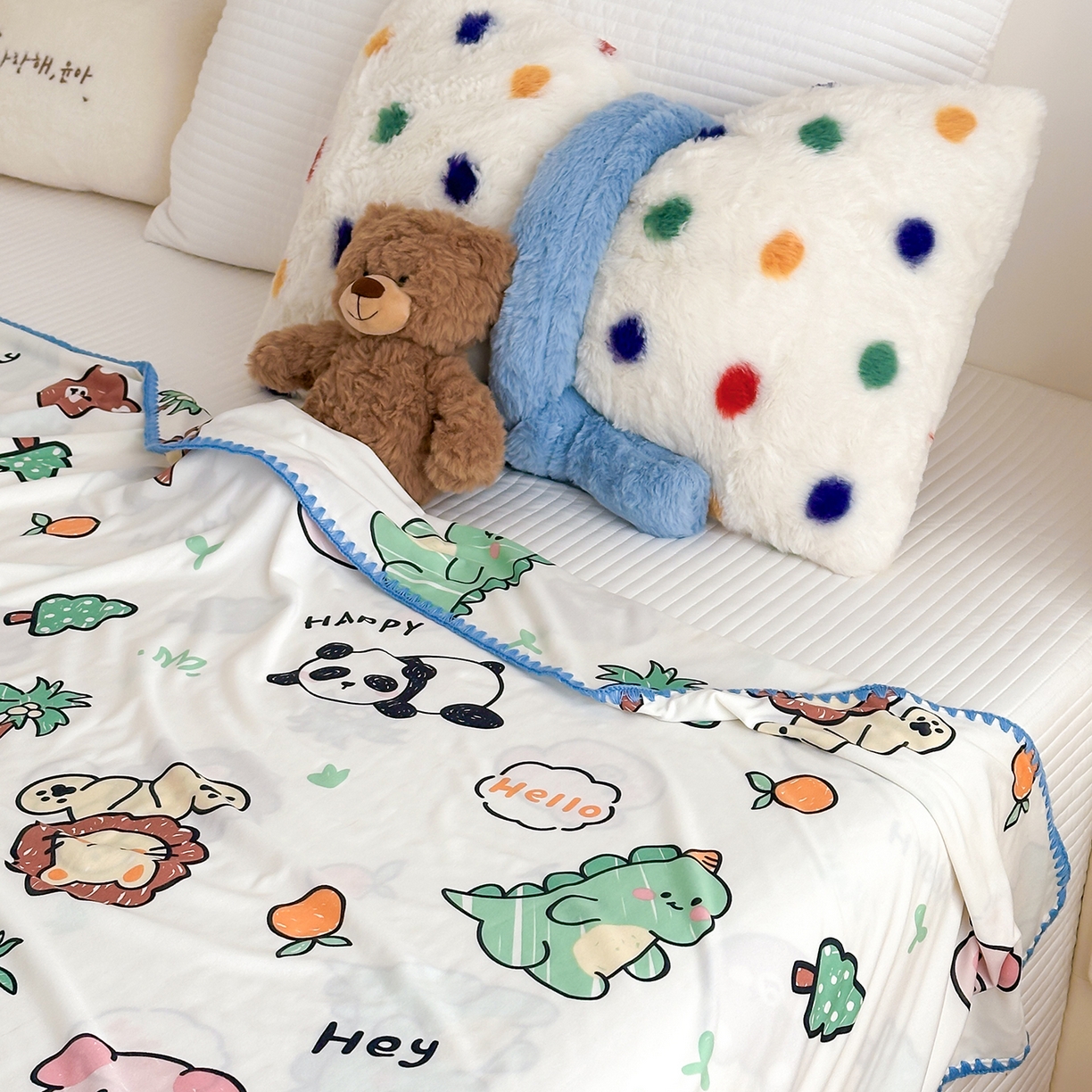 91家纺网 家纺一手货源 找家纺 嗨生活 2026新款贝壳边婴儿裸睡级凉感针织毯幼儿园夏被儿童夏被毯子盖毯午睡毯旅行毯夏凉 动物乐园