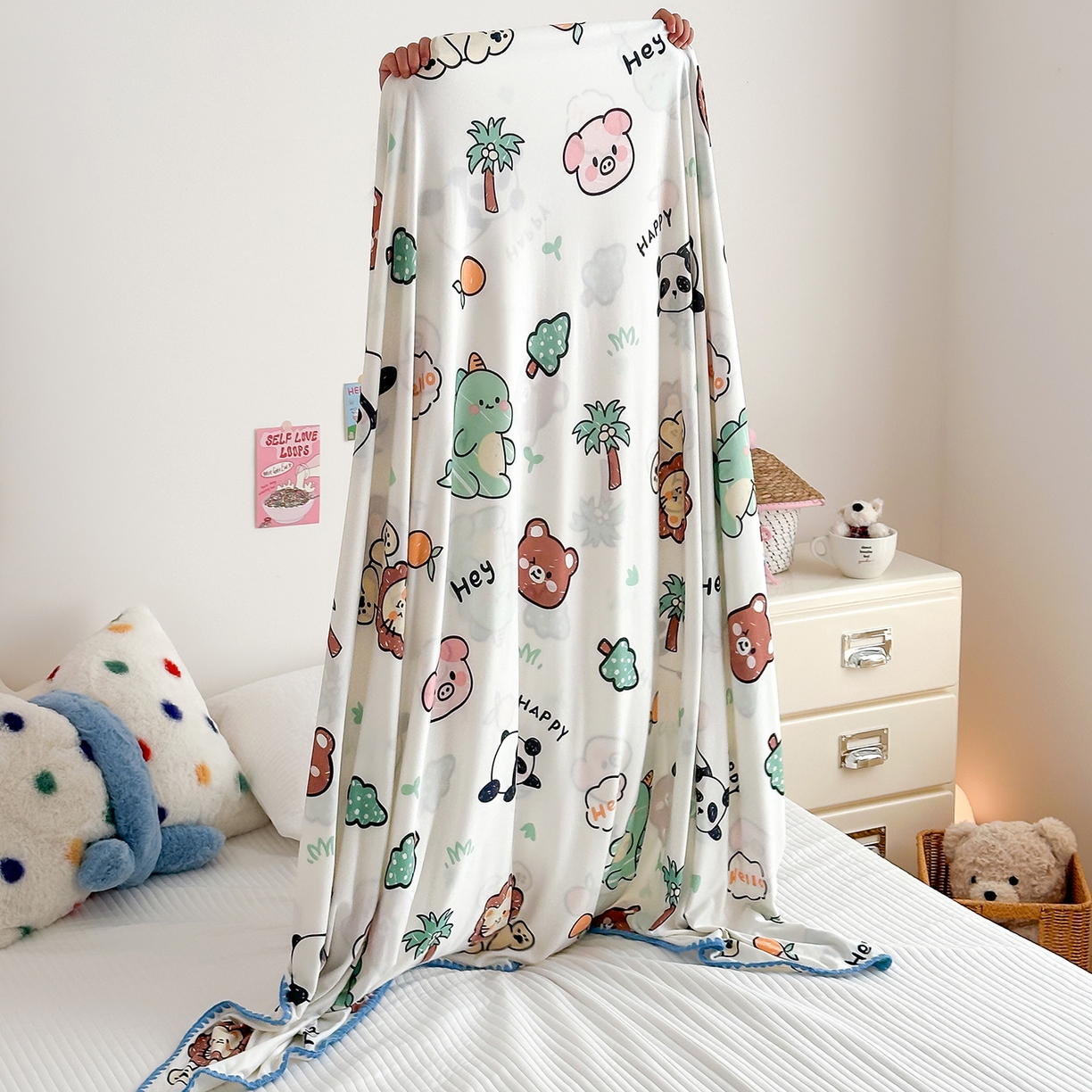 91家纺网 家纺一手货源 找家纺 嗨生活 2026新款贝壳边婴儿裸睡级凉感针织毯幼儿园夏被儿童夏被毯子盖毯午睡毯旅行毯夏凉 动物乐园