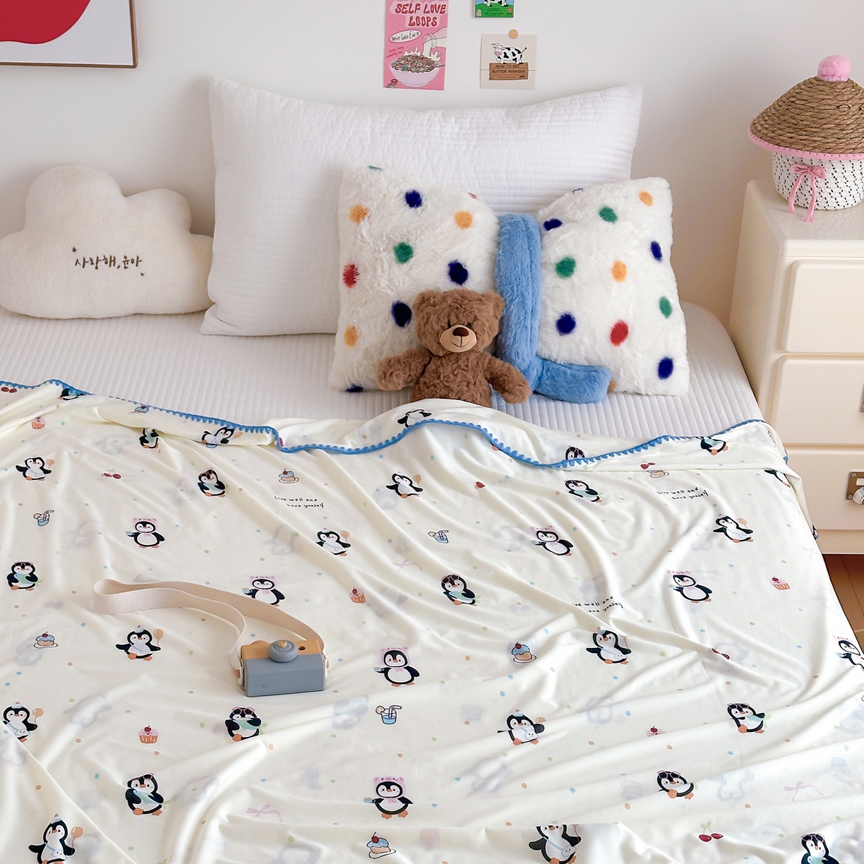 91家纺网 家纺一手货源 找家纺 嗨生活 2026新款贝壳边婴儿裸睡级凉感针织毯幼儿园夏被儿童夏被毯子盖毯午睡毯旅行毯夏凉 奇趣企鹅