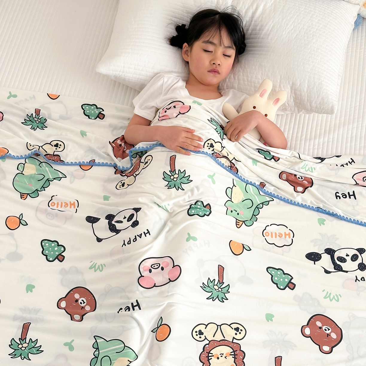 91家纺网 家纺一手货源 找家纺 嗨生活 2026新款贝壳边婴儿裸睡级凉感针织毯幼儿园夏被儿童夏被毯子盖毯午睡毯旅行毯夏凉 动物乐园