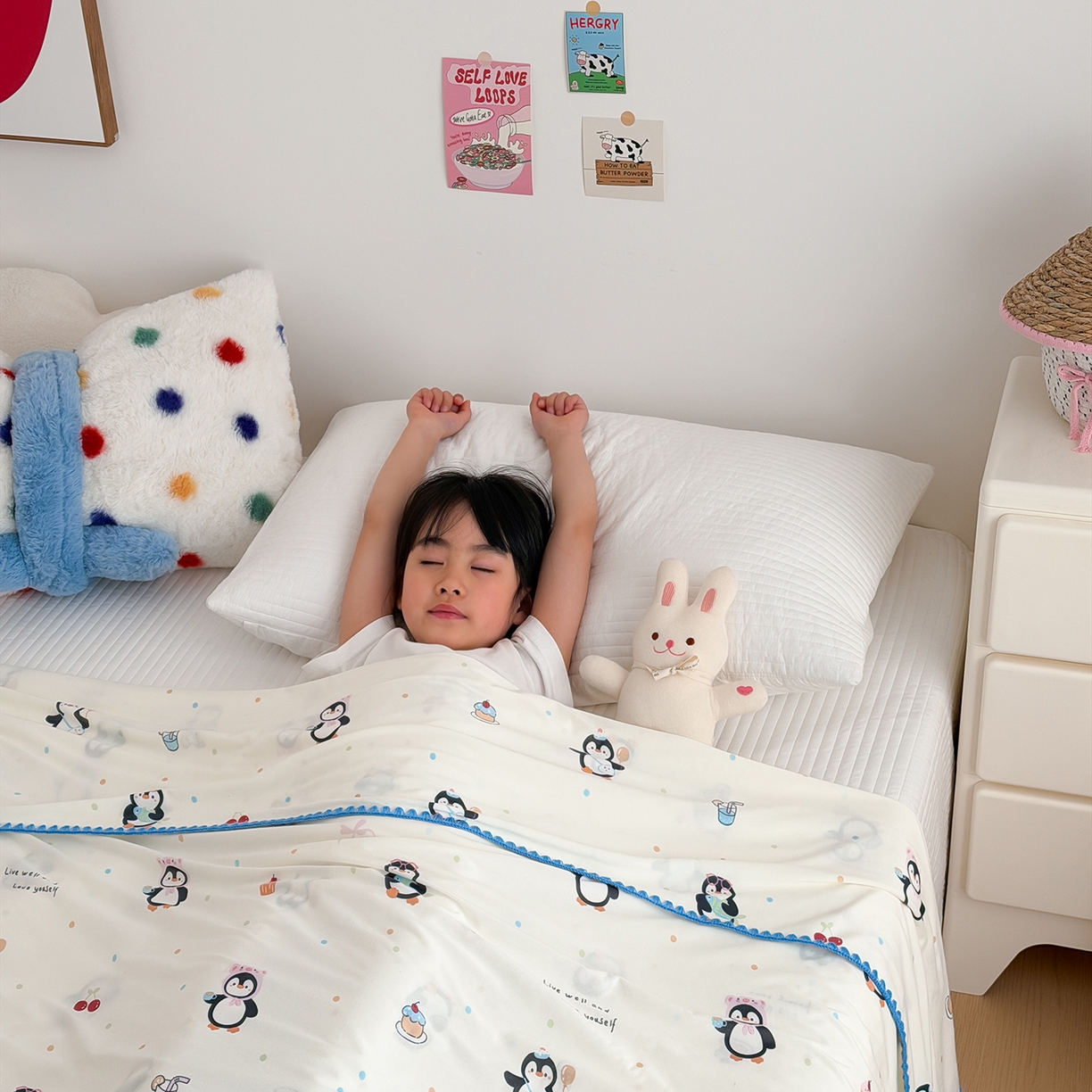 91家纺网 家纺一手货源 找家纺 嗨生活 2026新款贝壳边婴儿裸睡级凉感针织毯幼儿园夏被儿童夏被毯子盖毯午睡毯旅行毯夏凉 奇趣企鹅