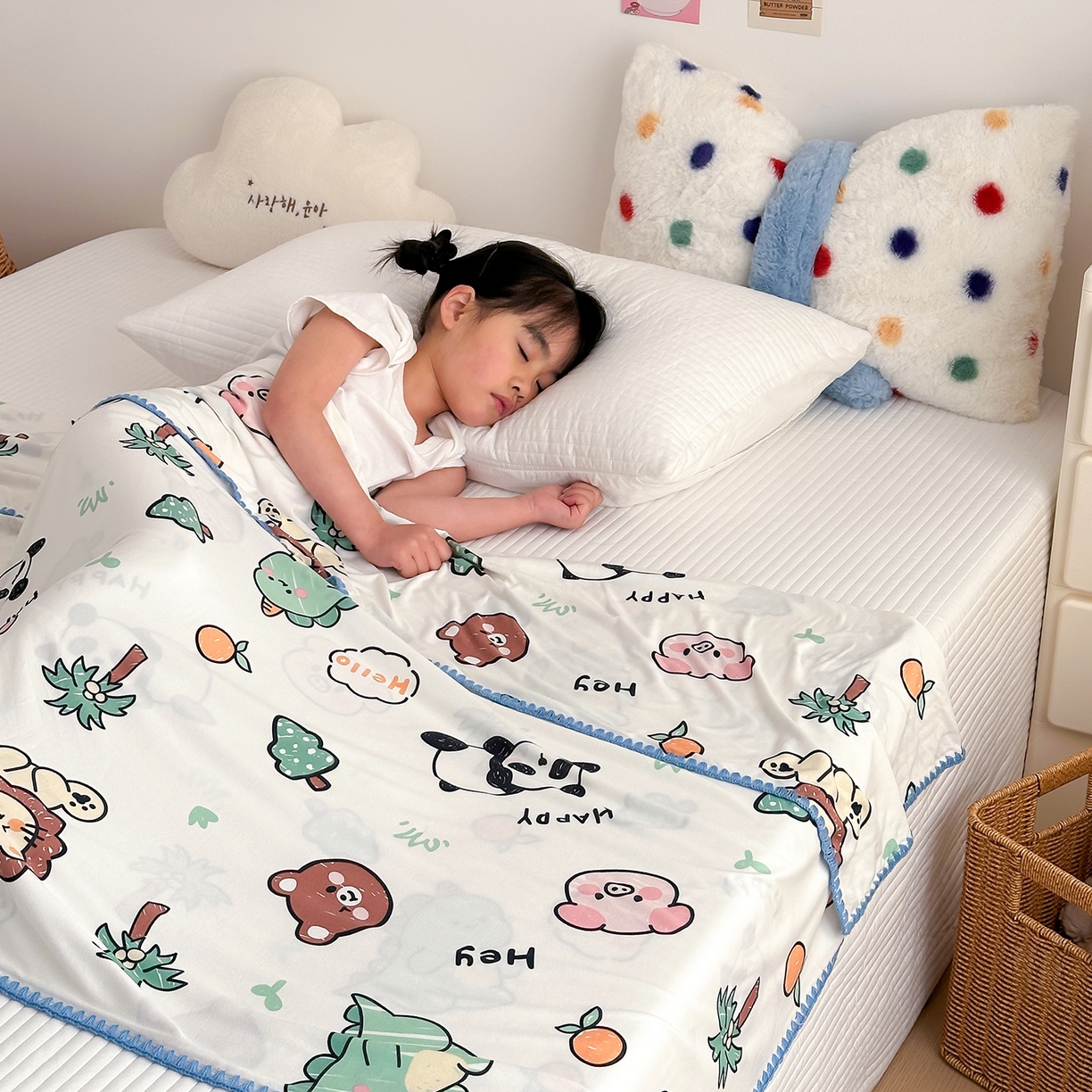 91家纺网 家纺一手货源 找家纺 嗨生活 2026新款贝壳边婴儿裸睡级凉感针织毯幼儿园夏被儿童夏被毯子盖毯午睡毯旅行毯夏凉 动物乐园