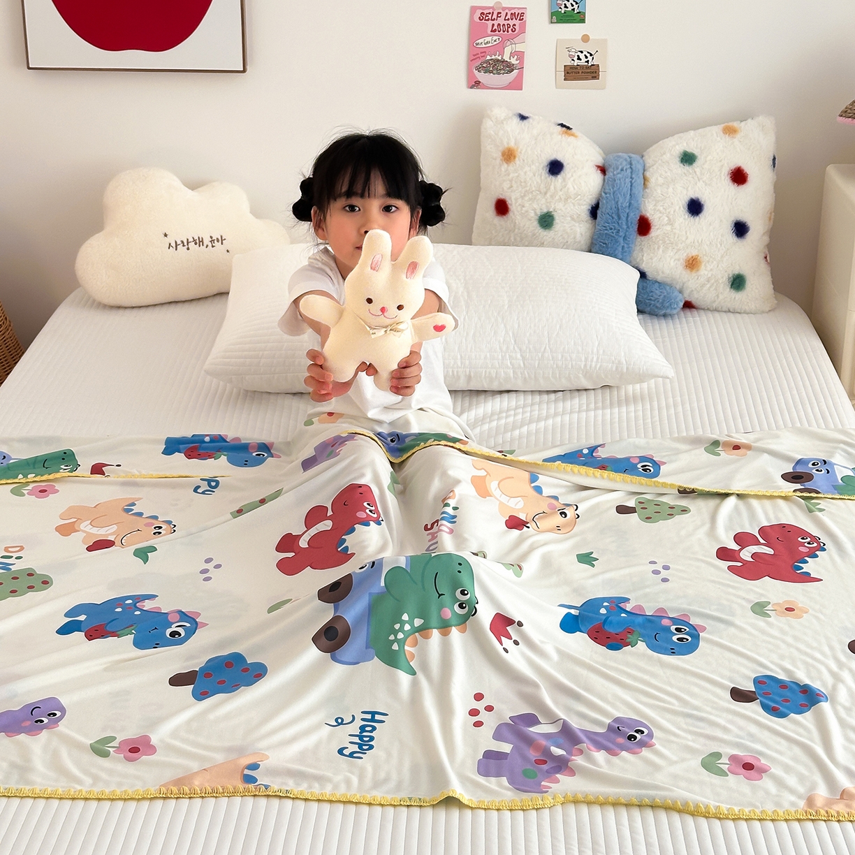 91家纺网 家纺一手货源 找家纺 嗨生活 2026新款贝壳边婴儿裸睡级凉感针织毯幼儿园夏被儿童夏被毯子盖毯午睡毯旅行毯夏凉 恐龙世界