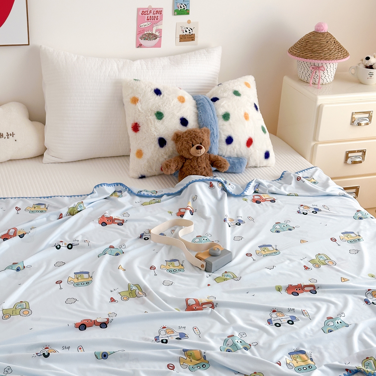 91家纺网 家纺一手货源 找家纺 嗨生活 2026新款贝壳边婴儿裸睡级凉感针织毯幼儿园夏被儿童夏被毯子盖毯午睡毯旅行毯夏凉 飞驰汽车