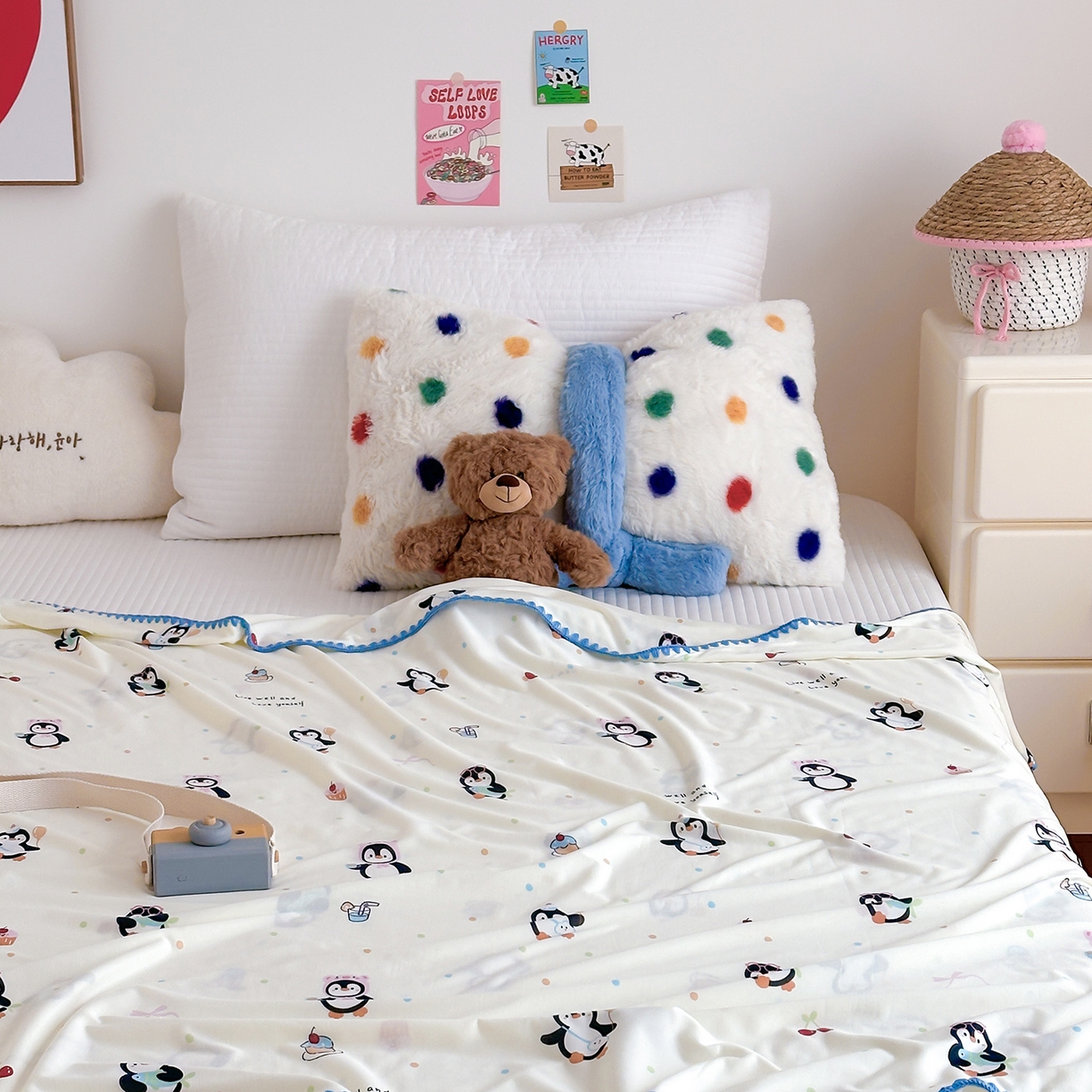 91家纺网 家纺一手货源 找家纺 嗨生活 2026新款贝壳边婴儿裸睡级凉感针织毯幼儿园夏被儿童夏被毯子盖毯午睡毯旅行毯夏凉 奇趣企鹅