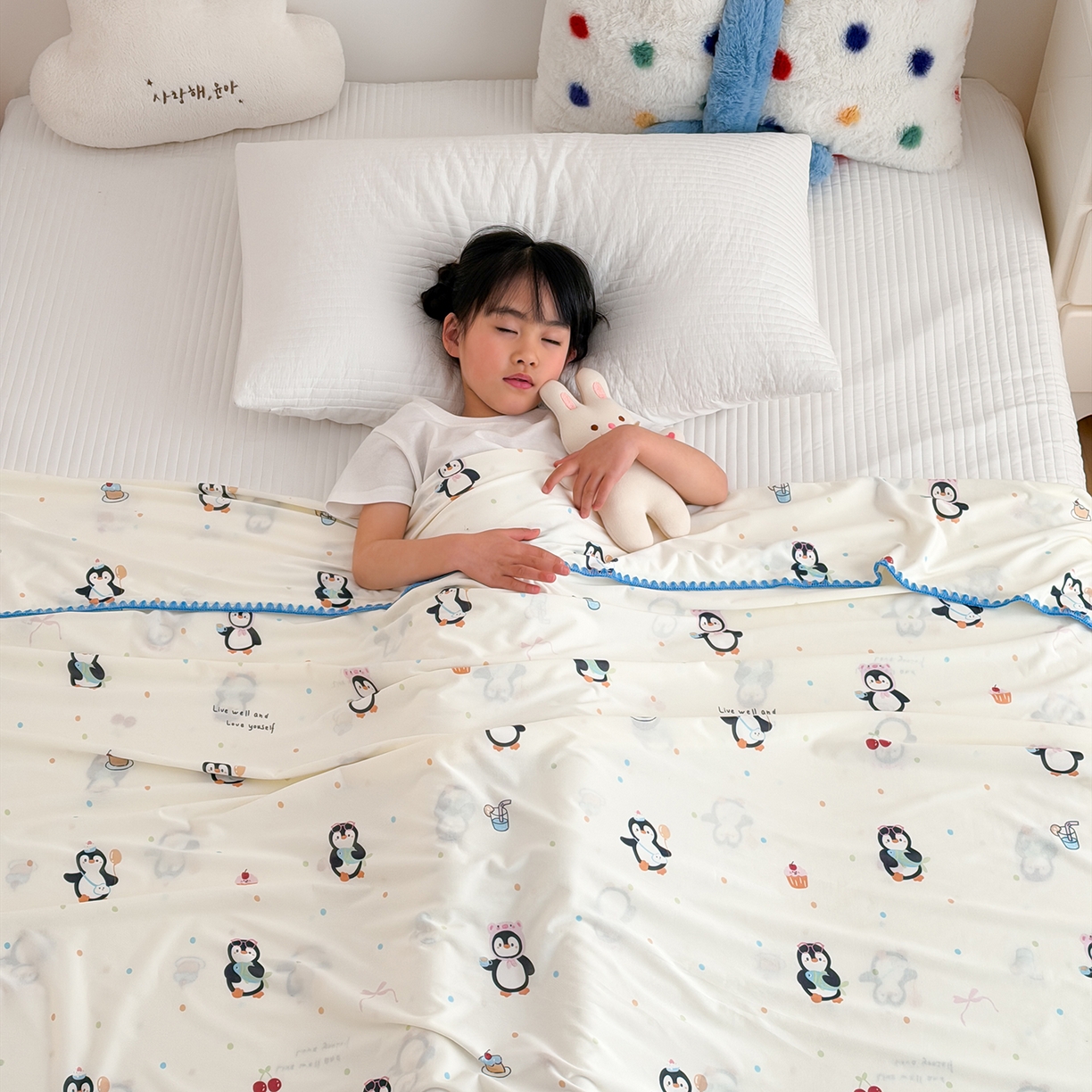 91家纺网 家纺一手货源 找家纺 嗨生活 2026新款贝壳边婴儿裸睡级凉感针织毯幼儿园夏被儿童夏被毯子盖毯午睡毯旅行毯夏凉 奇趣企鹅