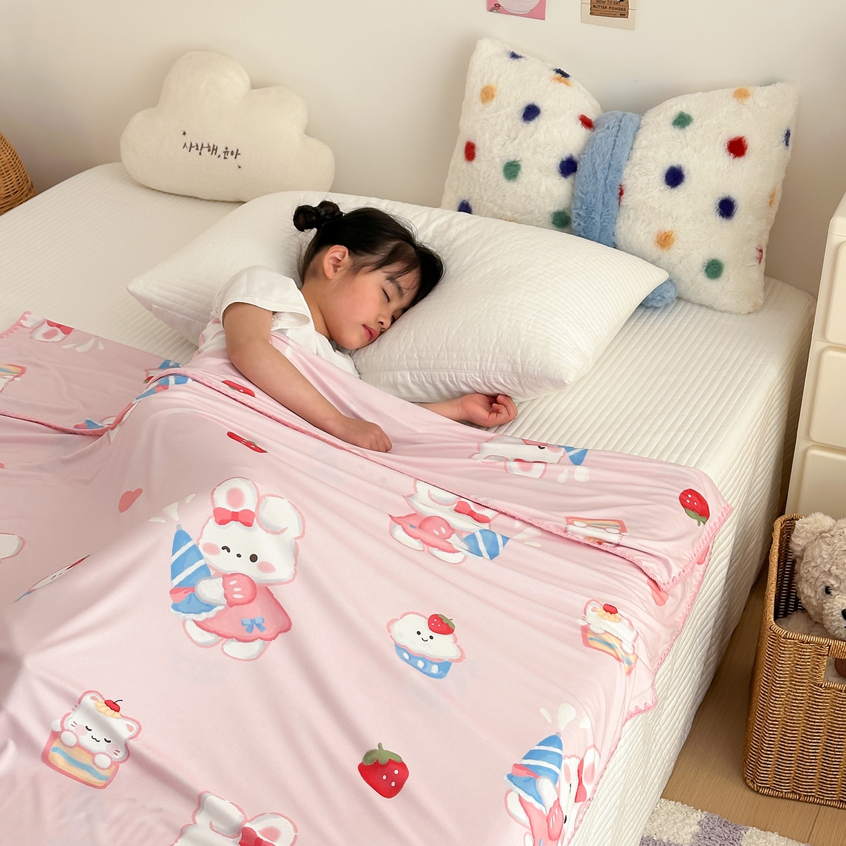 91家纺网 家纺一手货源 找家纺 嗨生活 2026新款贝壳边婴儿裸睡级凉感针织毯幼儿园夏被儿童夏被毯子盖毯午睡毯旅行毯夏凉 萌萌小兔