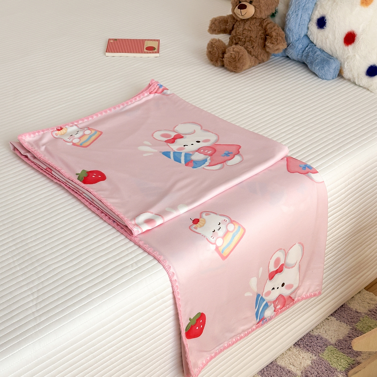 91家纺网 家纺一手货源 找家纺 嗨生活 2026新款贝壳边婴儿裸睡级凉感针织毯幼儿园夏被儿童夏被毯子盖毯午睡毯旅行毯夏凉 萌萌小兔