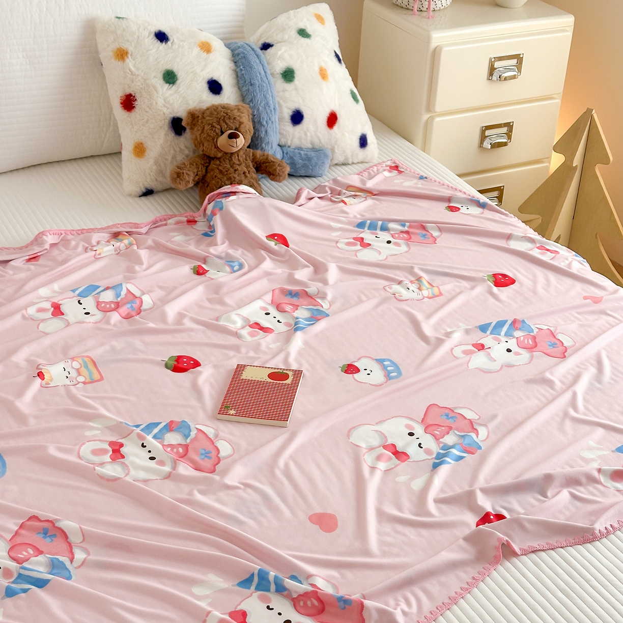 91家纺网 家纺一手货源 找家纺 嗨生活 2026新款贝壳边婴儿裸睡级凉感针织毯幼儿园夏被儿童夏被毯子盖毯午睡毯旅行毯夏凉 萌萌小兔