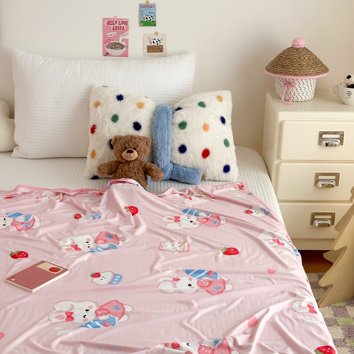 91家纺网 家纺一手货源 找家纺 嗨生活 2026新款贝壳边婴儿裸睡级凉感针织毯幼儿园夏被儿童夏被毯子盖毯午睡毯旅行毯夏凉 萌萌小兔