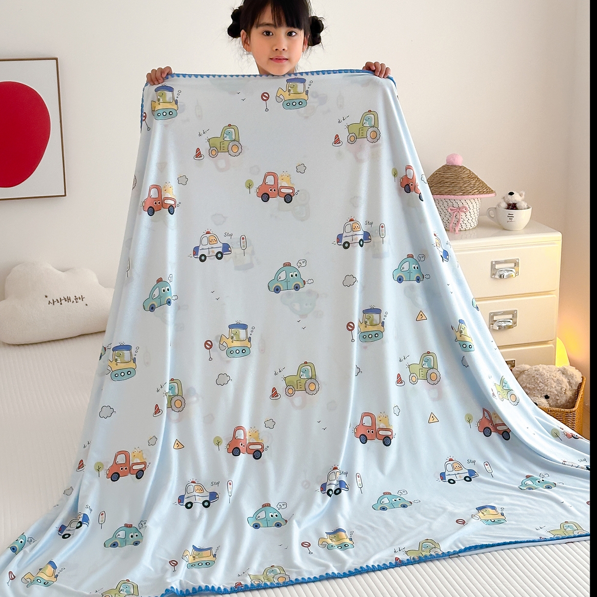 91家纺网 家纺一手货源 找家纺 嗨生活 2026新款贝壳边婴儿裸睡级凉感针织毯幼儿园夏被儿童夏被毯子盖毯午睡毯旅行毯夏凉 飞驰汽车