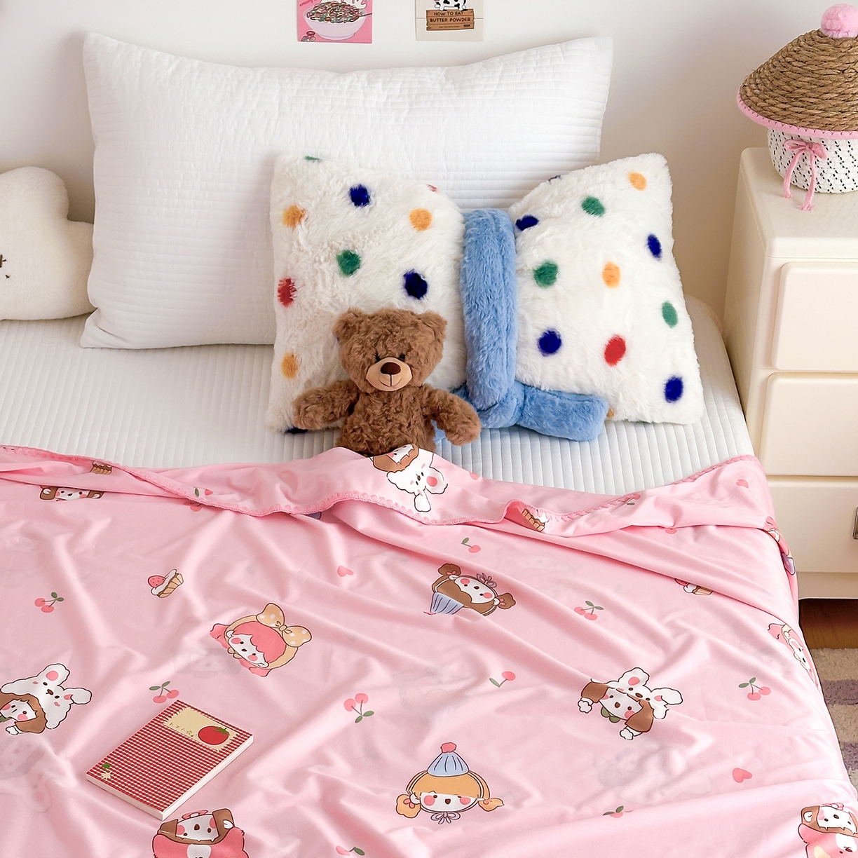 91家纺网 家纺一手货源 找家纺 嗨生活 2026新款贝壳边婴儿裸睡级凉感针织毯幼儿园夏被儿童夏被毯子盖毯午睡毯旅行毯夏凉 樱桃女孩