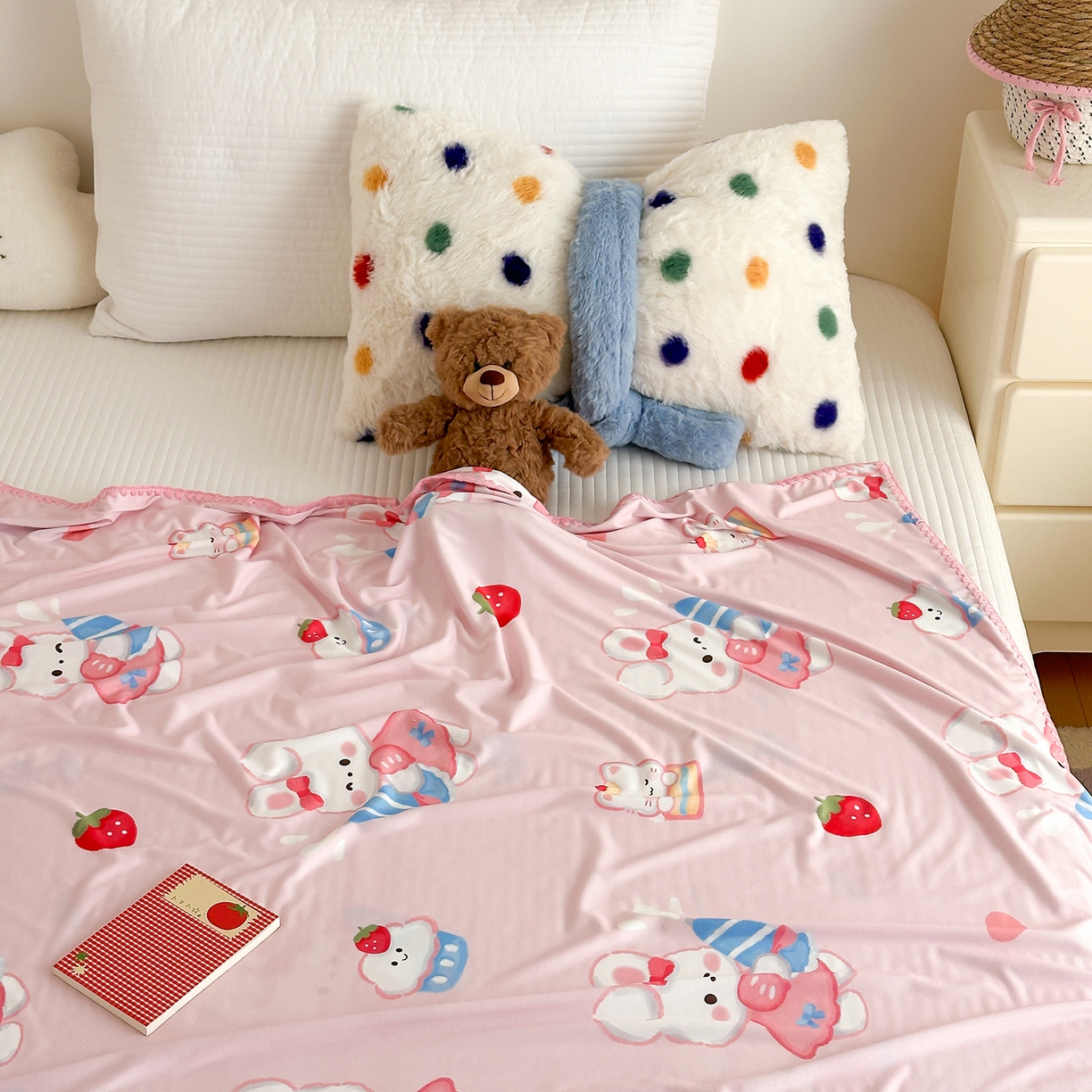 91家纺网 家纺一手货源 找家纺 嗨生活 2026新款贝壳边婴儿裸睡级凉感针织毯幼儿园夏被儿童夏被毯子盖毯午睡毯旅行毯夏凉 萌萌小兔