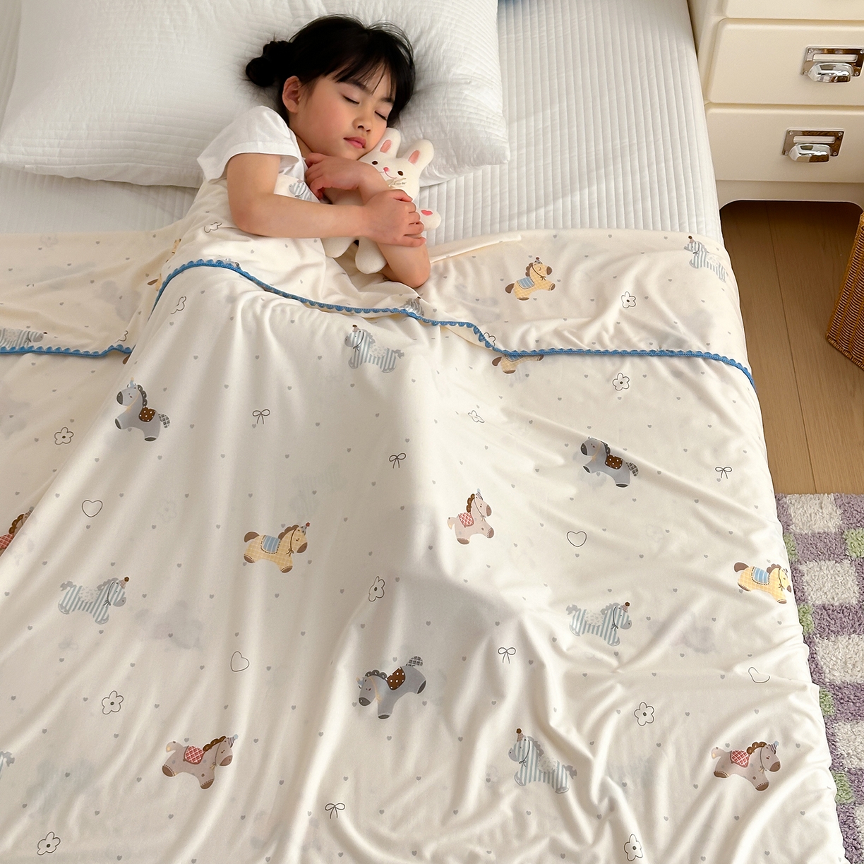 91家纺网 家纺一手货源 找家纺 嗨生活 2026新款贝壳边婴儿裸睡级凉感针织毯幼儿园夏被儿童夏被毯子盖毯午睡毯旅行毯夏凉 马力全开