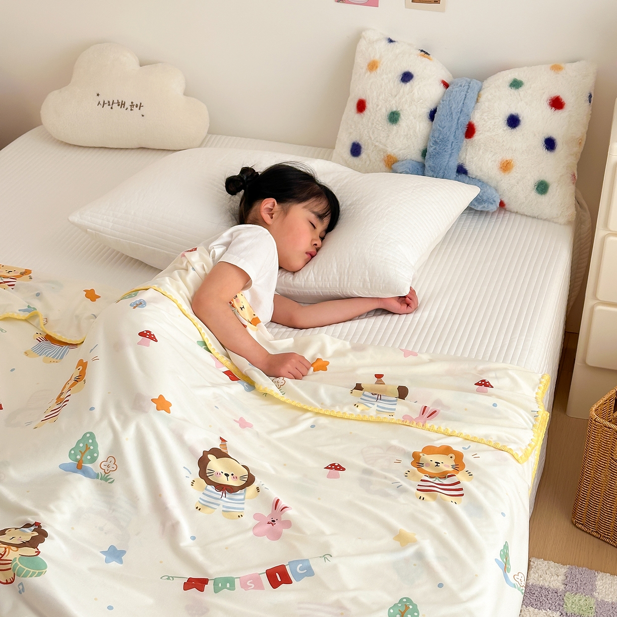 91家纺网 家纺一手货源 找家纺 嗨生活 2026新款贝壳边婴儿裸睡级凉感针织毯幼儿园夏被儿童夏被毯子盖毯午睡毯旅行毯夏凉 音乐狮子