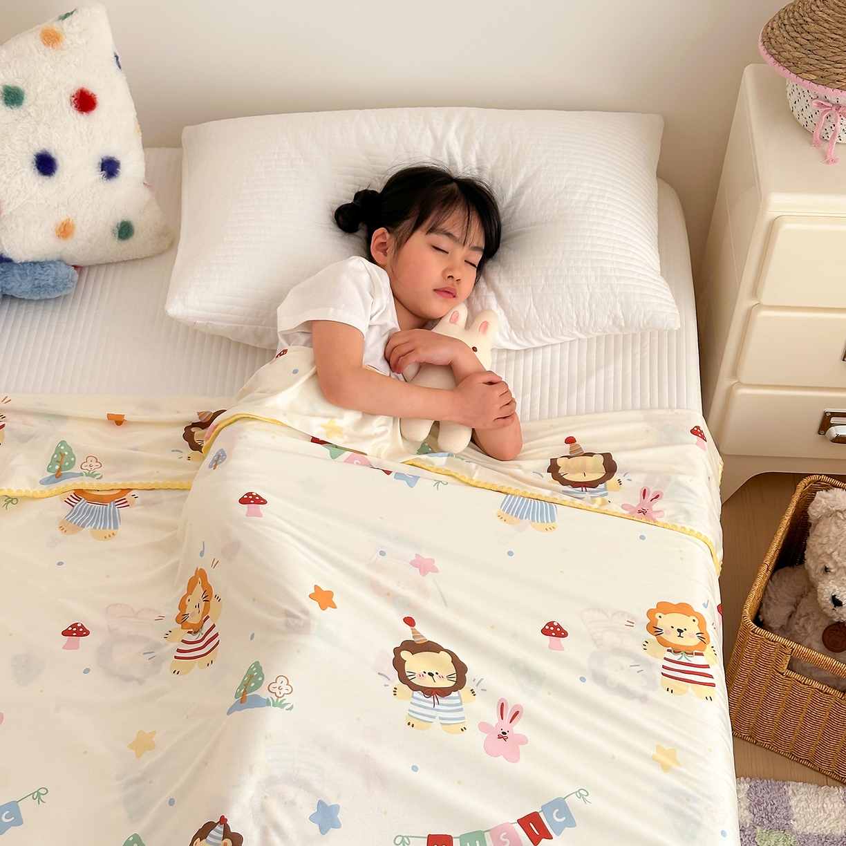 91家纺网 家纺一手货源 找家纺 嗨生活 2026新款贝壳边婴儿裸睡级凉感针织毯幼儿园夏被儿童夏被毯子盖毯午睡毯旅行毯夏凉 音乐狮子