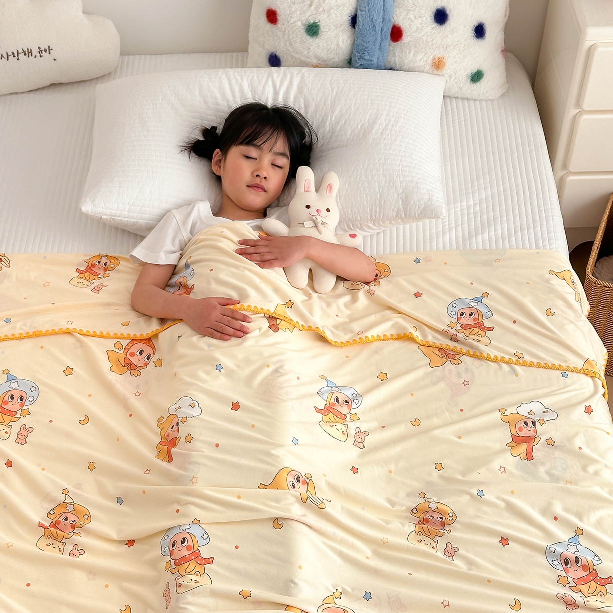 91家纺网 家纺一手货源 找家纺 嗨生活 2026新款贝壳边婴儿裸睡级凉感针织毯幼儿园夏被儿童夏被毯子盖毯午睡毯旅行毯夏凉 小星人