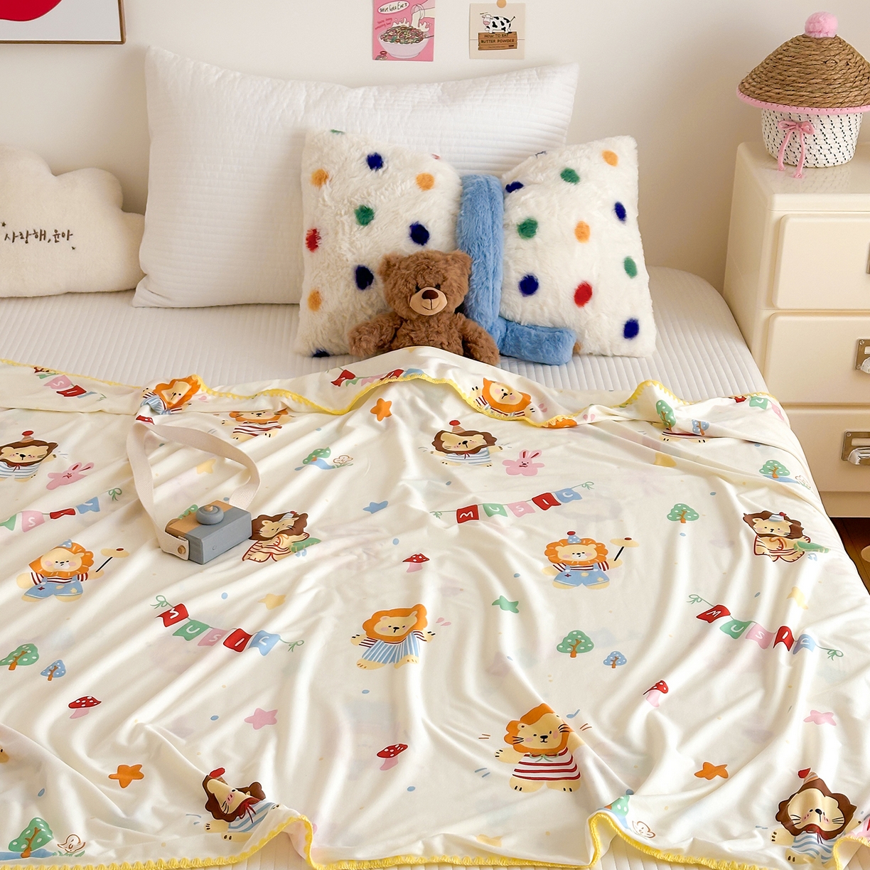 91家纺网 家纺一手货源 找家纺 嗨生活 2026新款贝壳边婴儿裸睡级凉感针织毯幼儿园夏被儿童夏被毯子盖毯午睡毯旅行毯夏凉 音乐狮子