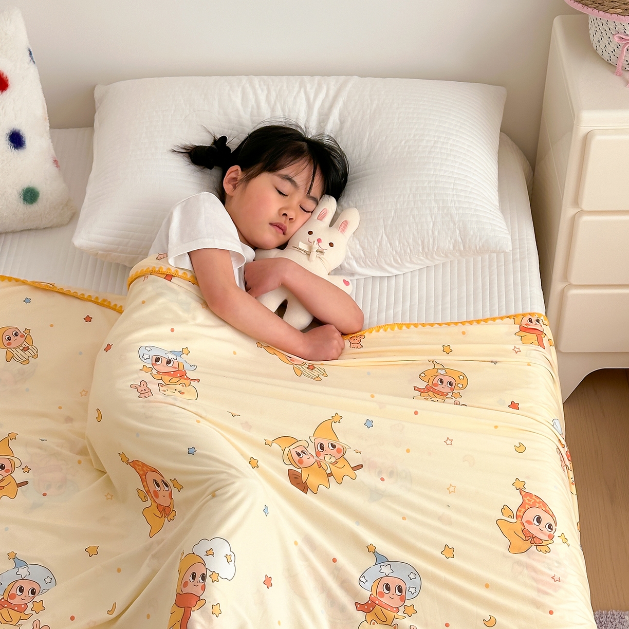 91家纺网 家纺一手货源 找家纺 嗨生活 2026新款贝壳边婴儿裸睡级凉感针织毯幼儿园夏被儿童夏被毯子盖毯午睡毯旅行毯夏凉 小星人