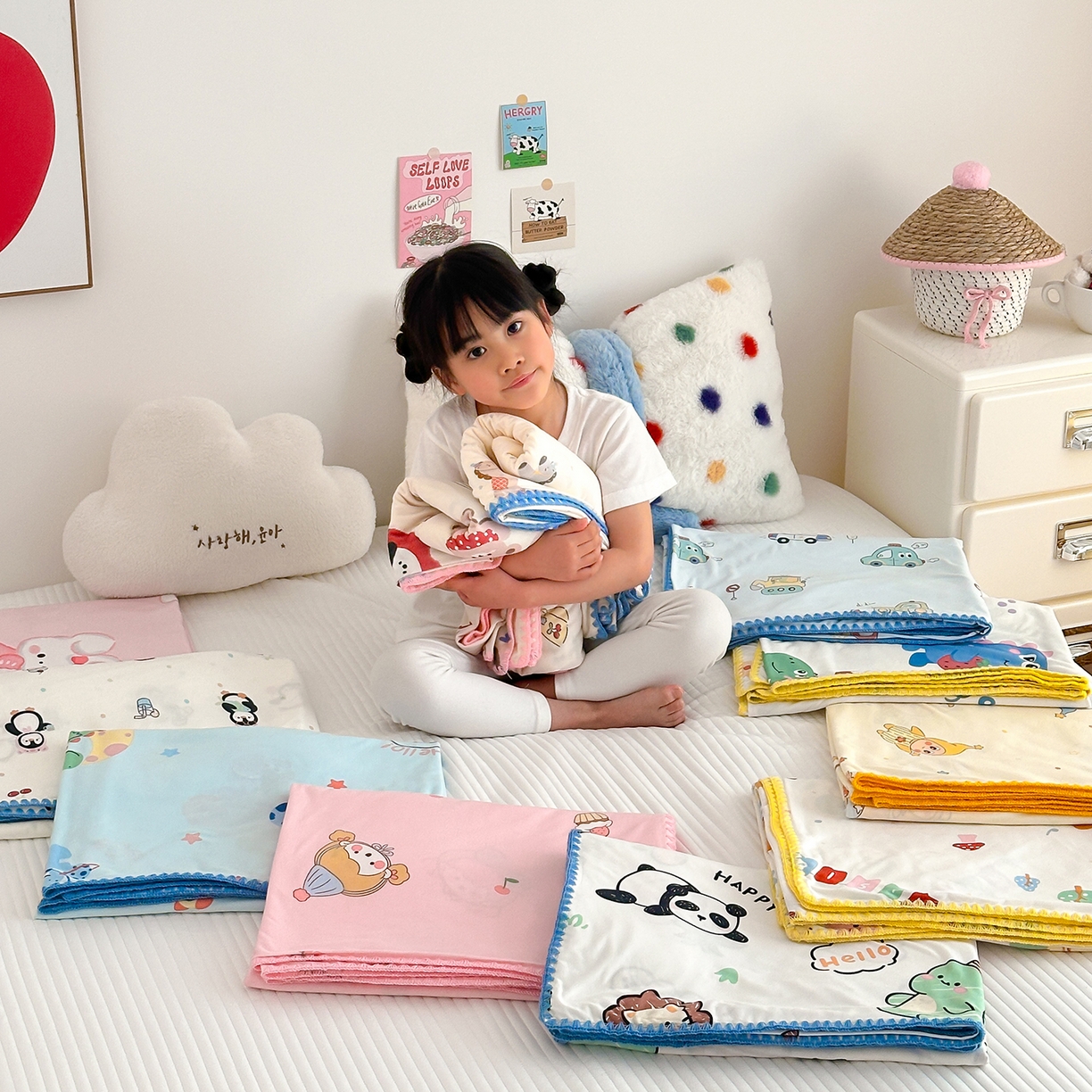 91家纺网 家纺一手货源 找家纺 嗨生活 2026新款贝壳边婴儿裸睡级凉感针织毯幼儿园夏被儿童夏被毯子盖毯午睡毯旅行毯夏凉 组合图仅供展示-不可下单