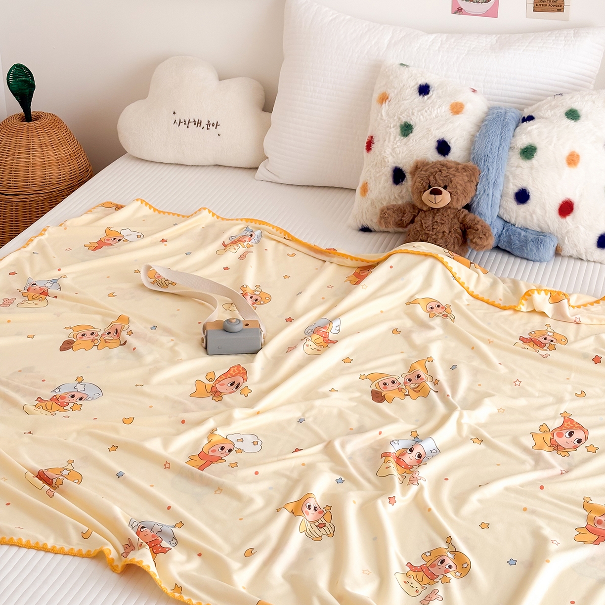 91家纺网 家纺一手货源 找家纺 嗨生活 2026新款贝壳边婴儿裸睡级凉感针织毯幼儿园夏被儿童夏被毯子盖毯午睡毯旅行毯夏凉 小星人