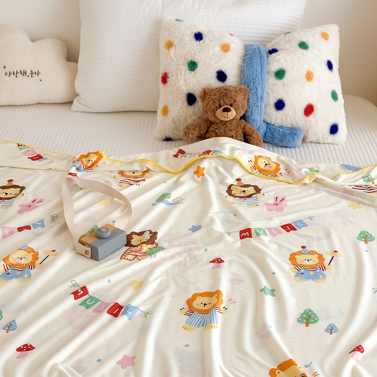 91家纺网 家纺一手货源 找家纺 嗨生活 2026新款贝壳边婴儿裸睡级凉感针织毯幼儿园夏被儿童夏被毯子盖毯午睡毯旅行毯夏凉 音乐狮子