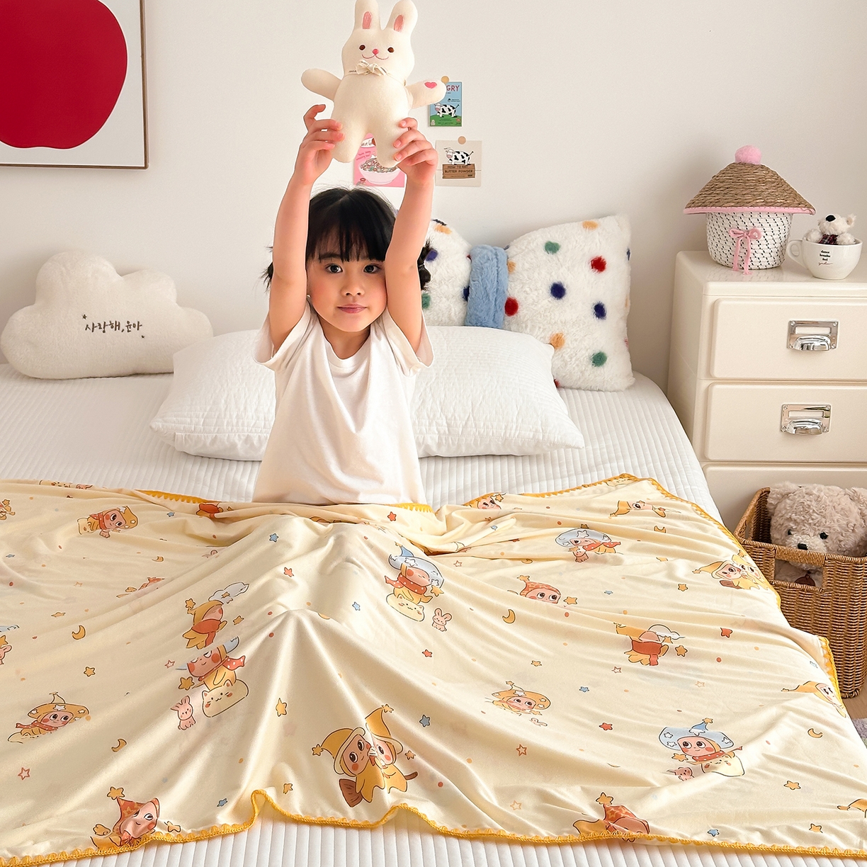 91家纺网 家纺一手货源 找家纺 嗨生活 2026新款贝壳边婴儿裸睡级凉感针织毯幼儿园夏被儿童夏被毯子盖毯午睡毯旅行毯夏凉 小星人