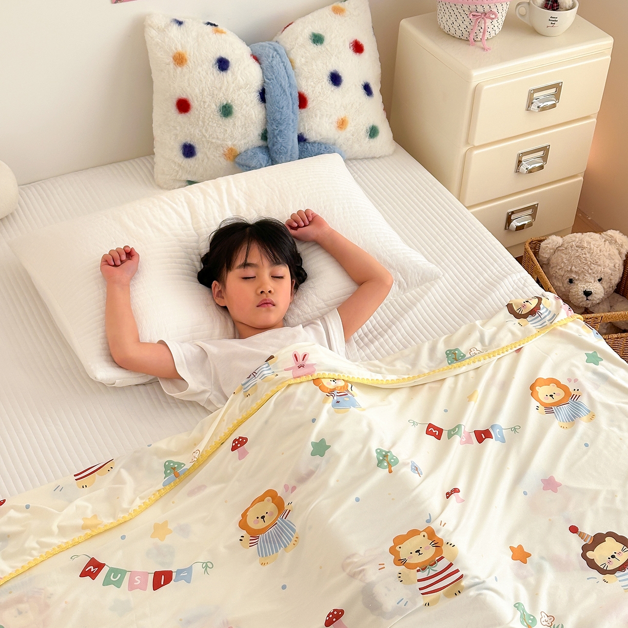 91家纺网 家纺一手货源 找家纺 嗨生活 2026新款贝壳边婴儿裸睡级凉感针织毯幼儿园夏被儿童夏被毯子盖毯午睡毯旅行毯夏凉 音乐狮子