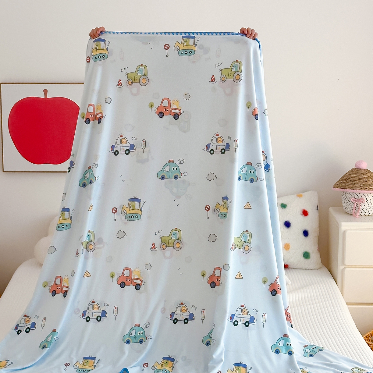 91家纺网 家纺一手货源 找家纺 嗨生活 2026新款贝壳边婴儿裸睡级凉感针织毯幼儿园夏被儿童夏被毯子盖毯午睡毯旅行毯夏凉 飞驰汽车