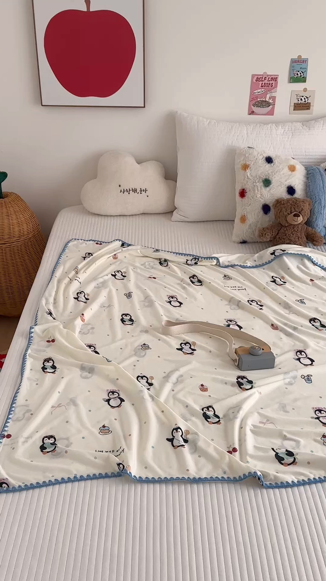 91家纺网 家纺一手货源 找家纺 嗨生活 2026新款贝壳边婴儿裸睡级凉感针织毯幼儿园夏被儿童夏被毯子盖毯午睡毯旅行毯夏凉 奇趣企鹅