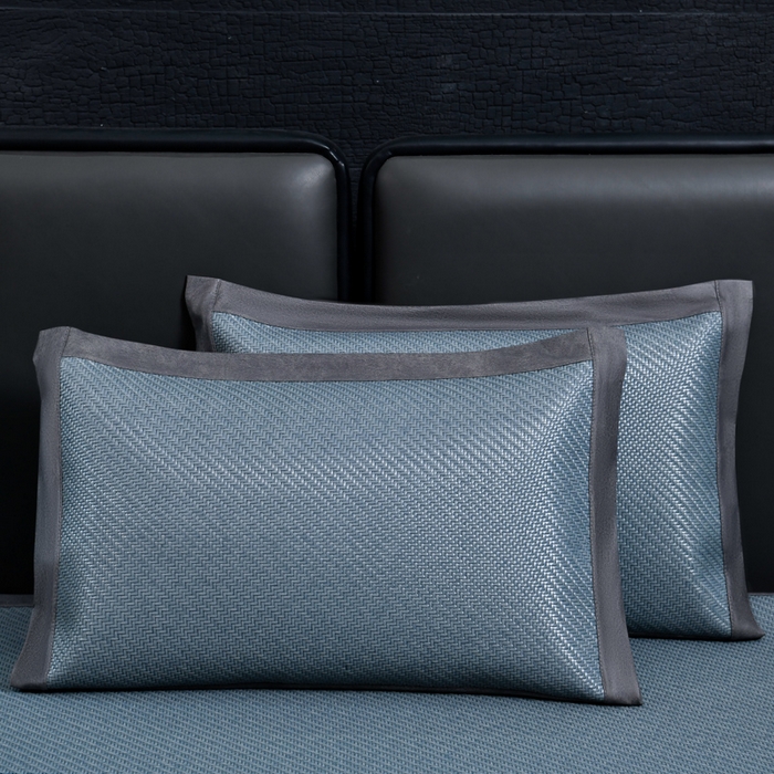 91家纺网 家纺一手货源 找家纺 小牛席业 2026新款PE冷感霸王藤系列（绣球花开刺绣款）凉席藤席冰藤席冰丝席可机洗凉感冰丝席豆豆席PE霸王藤 蓝色