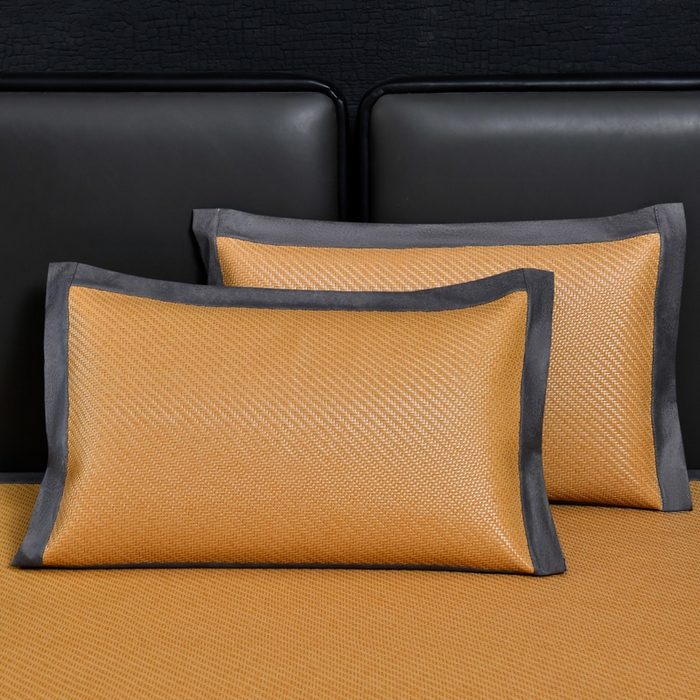 91家纺网 家纺一手货源 找家纺 小牛席业 2026新款PE冷感霸王藤系列（绣球花开刺绣款）凉席藤席冰藤席冰丝席可机洗凉感冰丝席豆豆席PE霸王藤 黄色