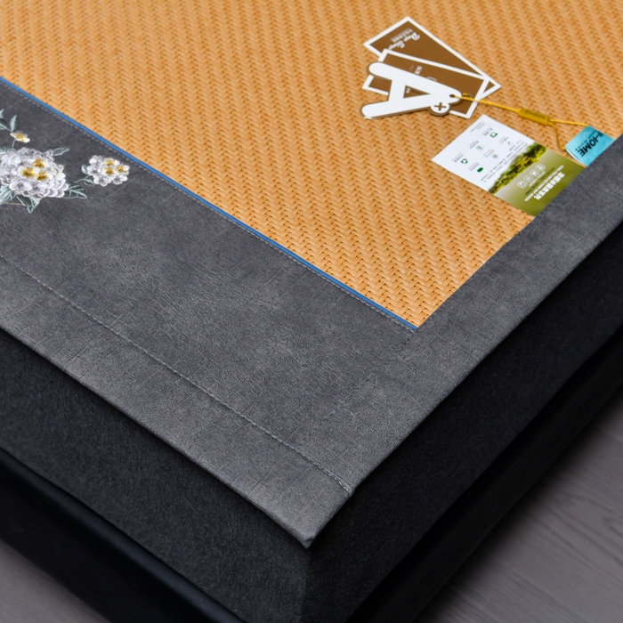 91家纺网 家纺一手货源 找家纺 小牛席业 2026新款PE冷感霸王藤系列（绣球花开刺绣款）凉席藤席冰藤席冰丝席可机洗凉感冰丝席豆豆席PE霸王藤 黄色