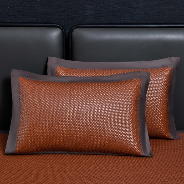 91家纺网 家纺一手货源 找家纺 小牛席业 2026新款PE冷感霸王藤系列（绣球花开刺绣款）凉席藤席冰藤席冰丝席可机洗凉感冰丝席豆豆席PE霸王藤 红棕