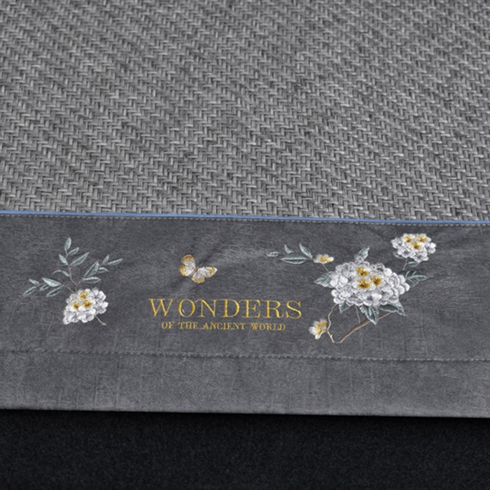 91家纺网 家纺一手货源 找家纺 小牛席业 2026新款PE冷感霸王藤系列（绣球花开刺绣款）凉席藤席冰藤席冰丝席可机洗凉感冰丝席豆豆席PE霸王藤 灰色