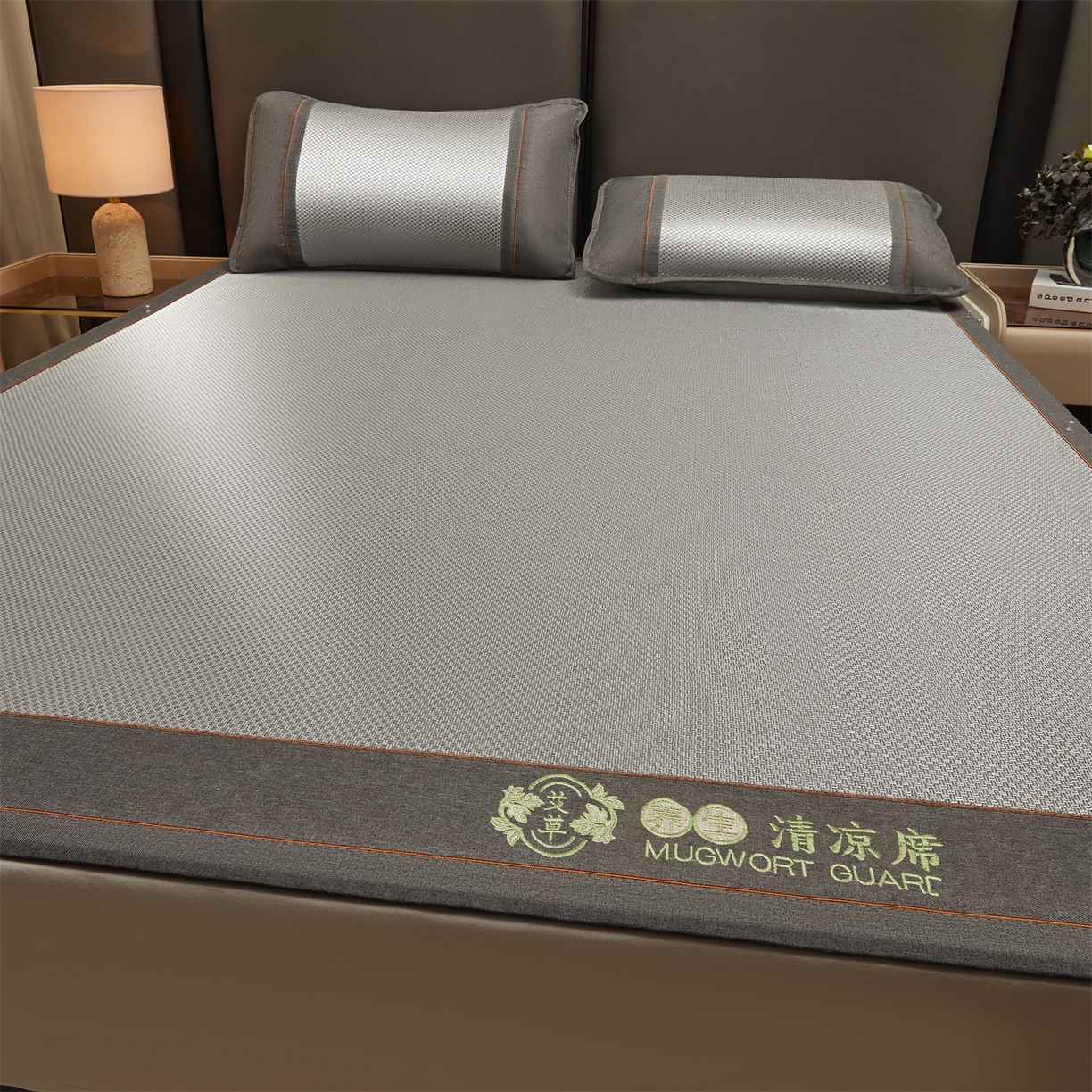 91家纺网 家纺一手货源 找家纺 绒艺席业 2026新款A类双面冰藤艾草凉席 冰藤抑菌灰