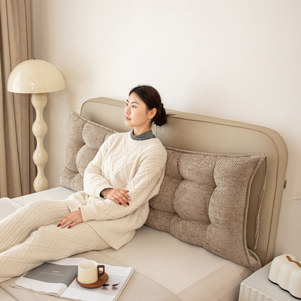 91家纺网 家纺一手货源 找家纺 （总）沐沐家纺 2026新款简约十字绒床头靠背