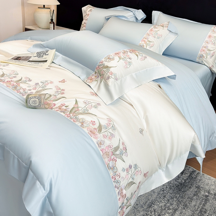 91家纺网 家纺一手货源 找家纺 （总）星蕴家纺 2026新款50贡缎长绒棉纯棉绣花四件套-花瑾