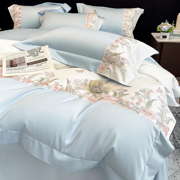 91家纺网 家纺一手货源 找家纺 （总）星蕴家纺 2026新款50贡缎长绒棉纯棉绣花四件套-花瑾