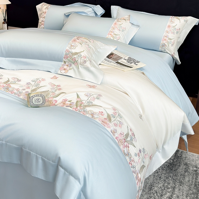 91家纺网 家纺一手货源 找家纺 （总）星蕴家纺 2026新款50贡缎长绒棉纯棉绣花四件套-花瑾