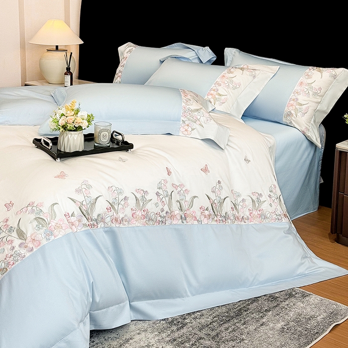 91家纺网 家纺一手货源 找家纺 （总）星蕴家纺 2026新款50贡缎长绒棉纯棉绣花四件套-花瑾