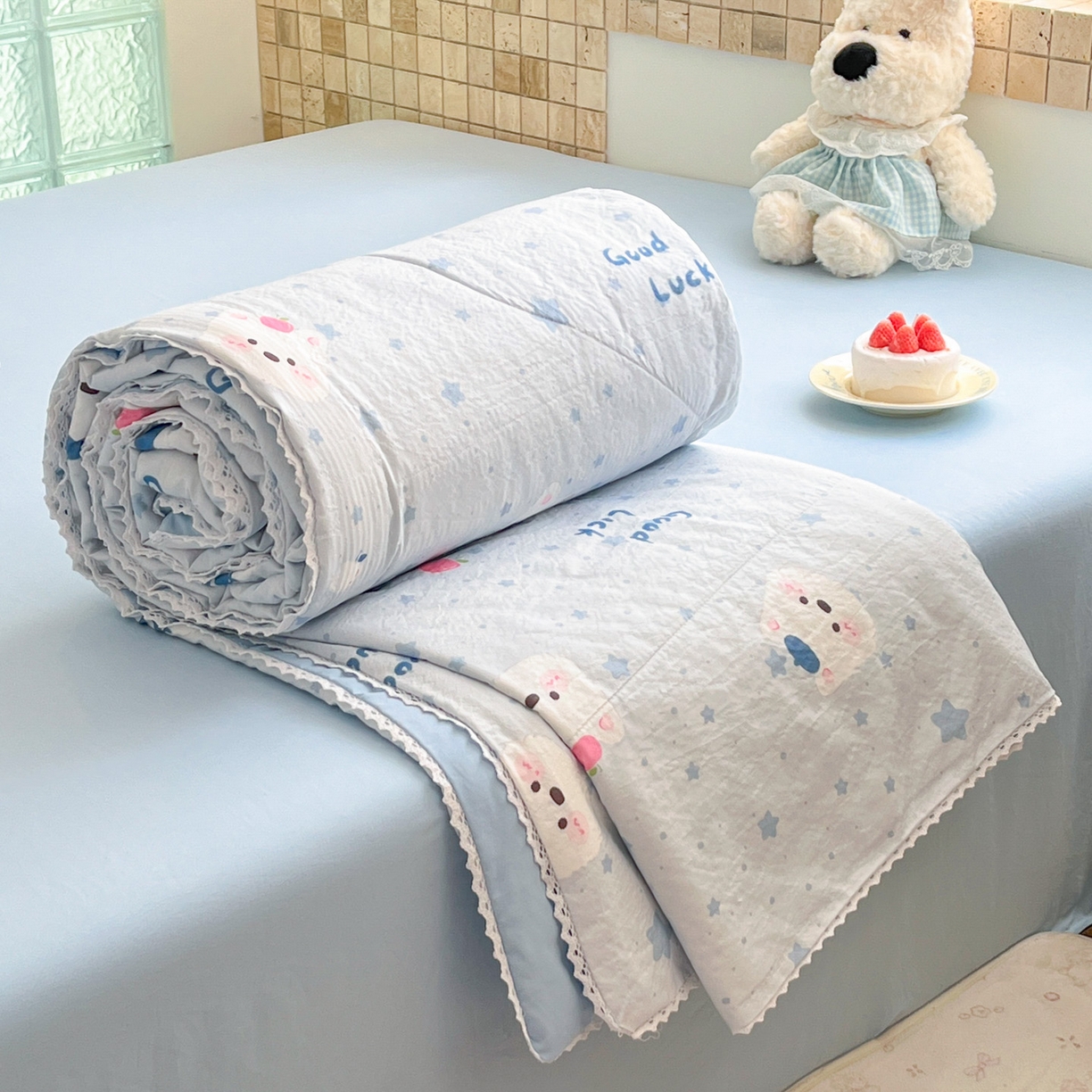 91家纺网 家纺一手货源 找家纺 （总）川悦生活 2026新款双层纱木棉夏被四件套