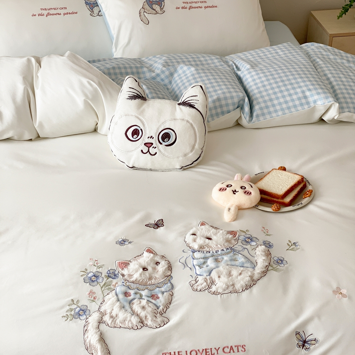 91家纺网 家纺一手货源 找家纺 星野 2026春夏新款100s双股澳棉纯棉刺绣四件套-第二波 花间喵语