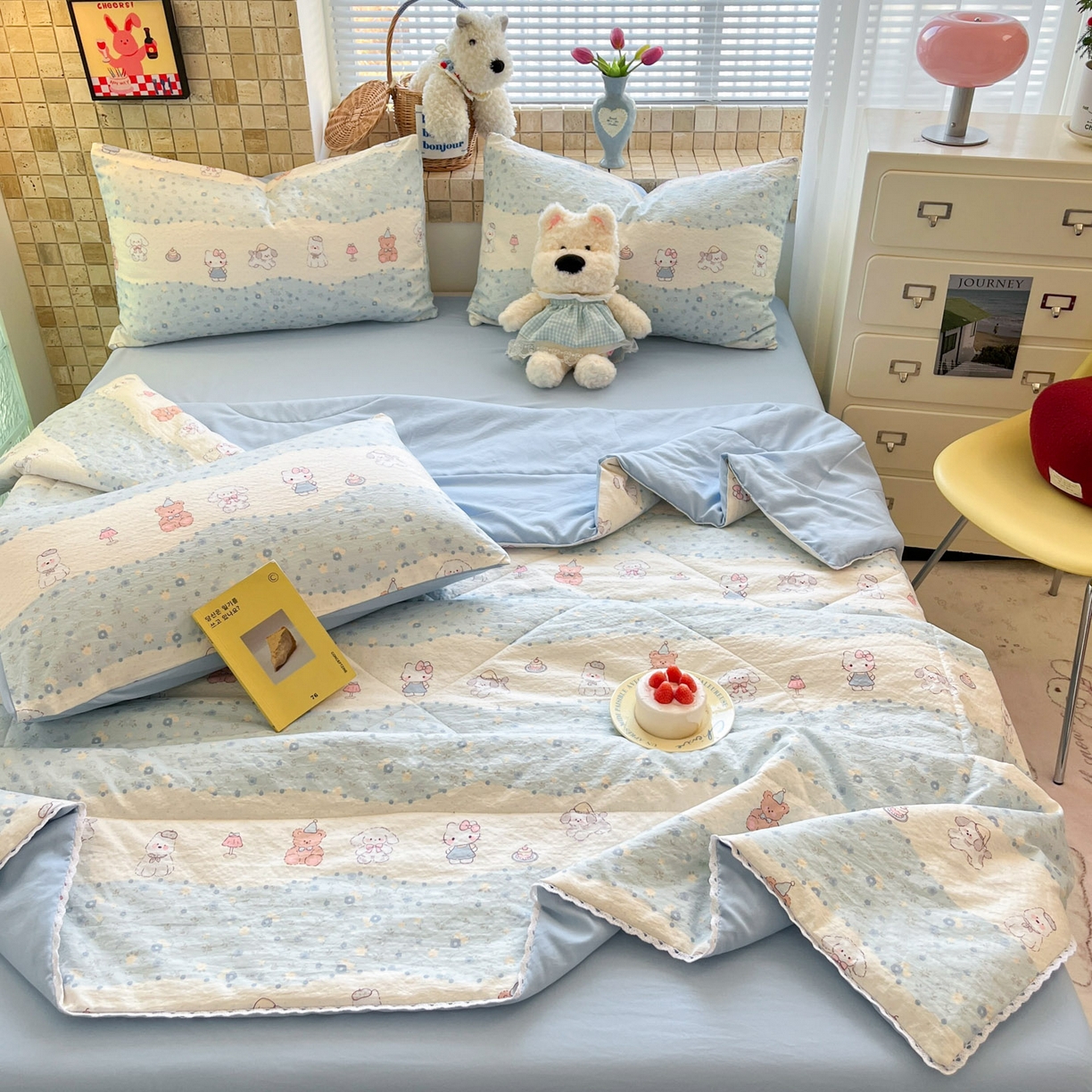 91家纺网 家纺一手货源 找家纺 （总）川悦生活 2026新款双层纱木棉夏被四件套