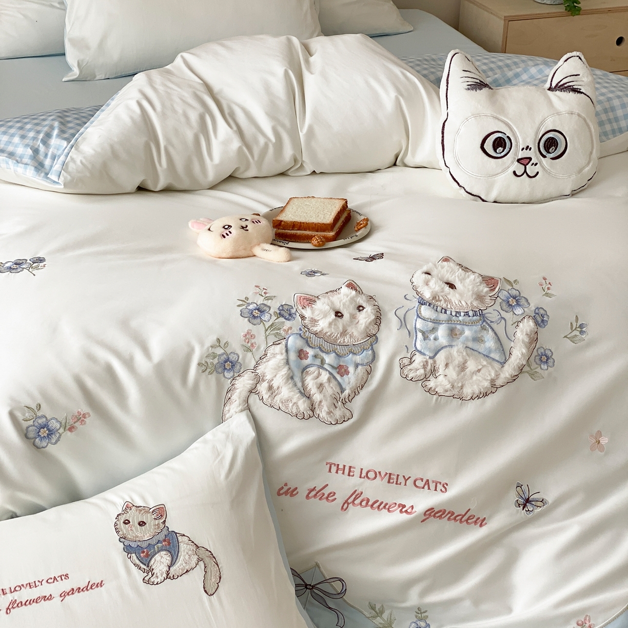 91家纺网 家纺一手货源 找家纺 星野 2026春夏新款100s双股澳棉纯棉刺绣四件套-第二波 花间喵语